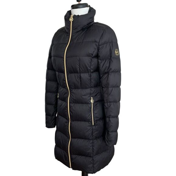 Michael Kors Packable Down Fill Long Coat Puffer Jacket Womens XS Quilted Travel - Picture 1 of 15